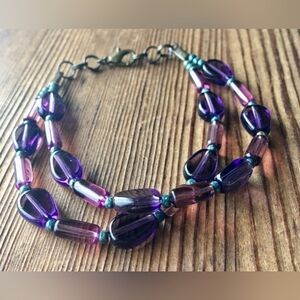 Purple Double Strand Ladies Beaded Bracelet, Handmade Ladies Bracelet